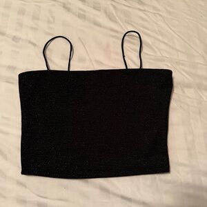 Sparkly / Shimmery Black Cropped Tank Top
